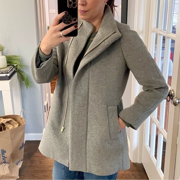 J. Crew Factory Gray Wool Blend Cocoon Coat - Picture 5 of 12